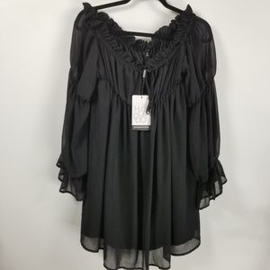 Hadoyuo off shoulder longsleeve blouse XL black